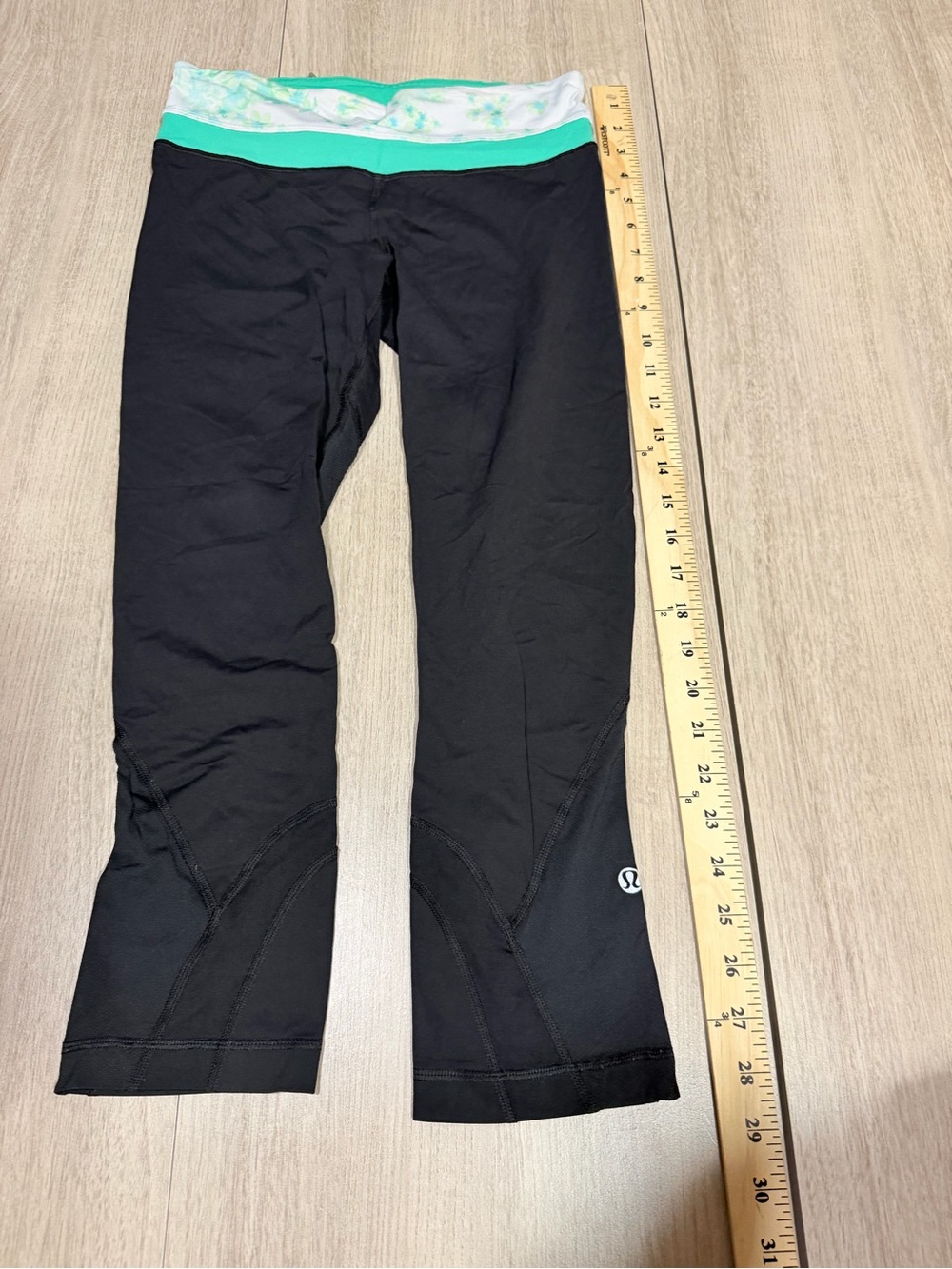 lululemon athletica Black Leggings with Mint/White Waistband